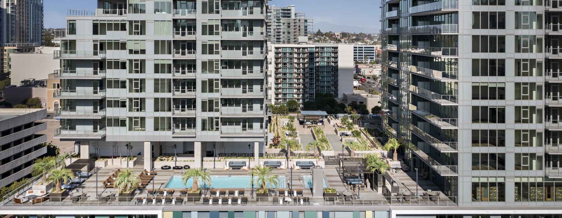 a high angle view of buildings