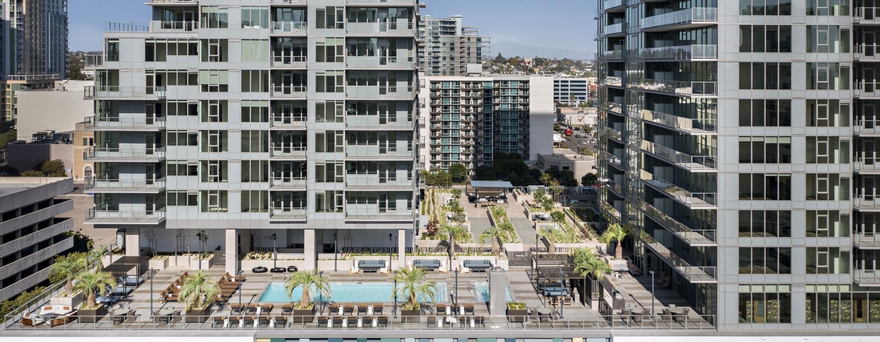 a high angle view of buildings