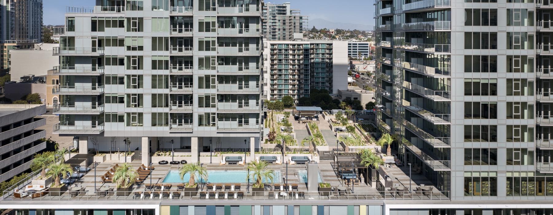 a high angle view of buildings